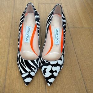 Jimmy Choo Zebra Print Heels in Black and White